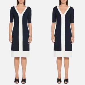 St. John Colorblock Milano V-Neck Knit Dress Size 8